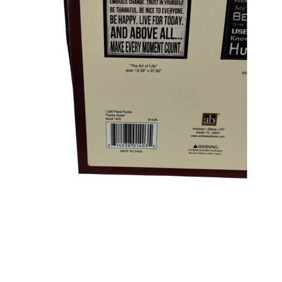 Family Rules by Louise Carey Typography Artwork 1000 Piece Panoramic Puzzle - Picture 4 of 14